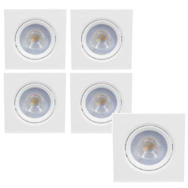 Imagem de Kit 5 Spots Led Embutir Quadrado 7W 6500K Luz Branca, 3