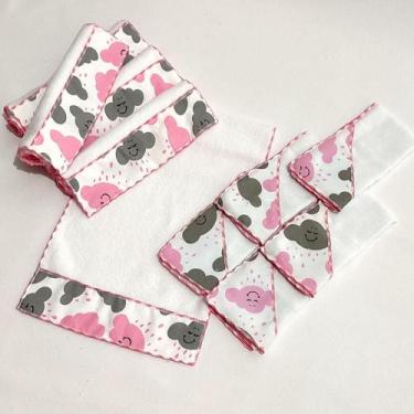 Imagem de Kit com 5 Fraldinha de Boca Dupla Camada + 5 Toalhinha de Ombro Bebê 1