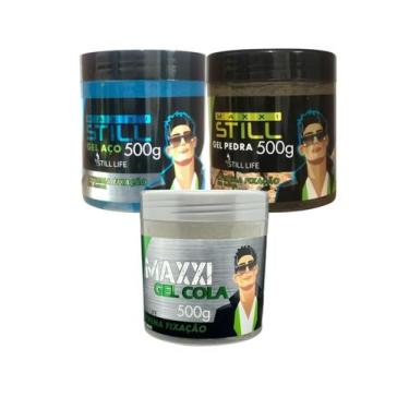 Imagem de 3 Gel P/ Cabelo Maxistil Aço/pedra/cola Extrema Fixação 500g - STILL L
