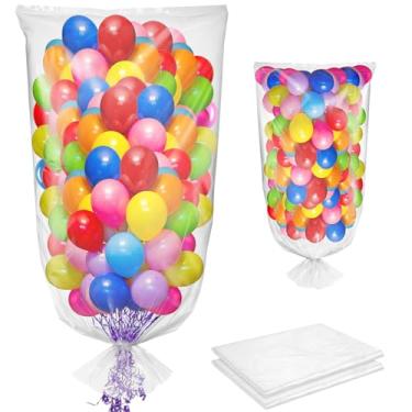 Imagem de Pacote com 2 sacos grandes de armazenamento de balões (228 x 159 cm), sacos de transporte de plástico transparente para casamento, aniversário e artigos de festa