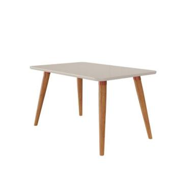Imagem de Mesa De Jantar Com 4 Lugares 130cm Adele Cimol Móveis, Madeira/Off Whi