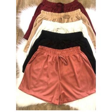Imagem de short feminino tecido suede - Filo modas, Preto, g