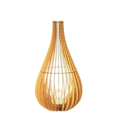 Imagem de Abajur Grande De Chão Tulipa Mdf Luminária - MDF Cru