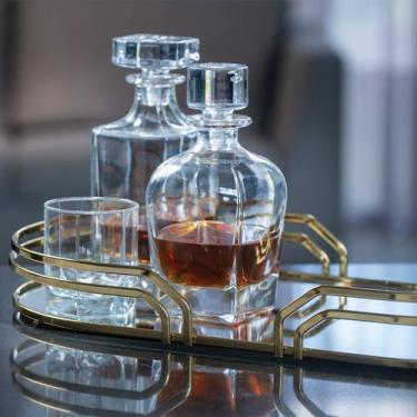 Imagem de Bandeja Hara Ayla Oval Base Espelhada 55 x 30,5 Cm, Dourada