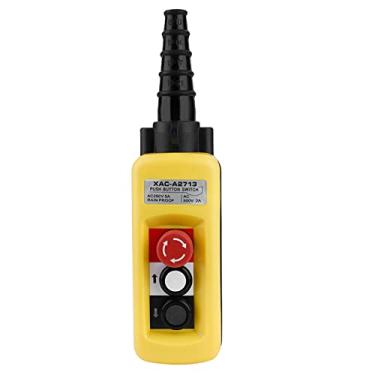 Imagem de Chave de Botão de Talha, Controlador Pendente de Elevação Corrente de Guindaste Com Parada de Emergência, Controle de Plástico Abstidado Durável para Guindaste e Guindaste