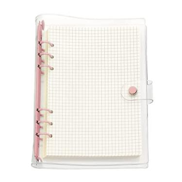 Imagem de Organizador pessoal A6 A5 com capa de PVC colorida de 6 furos com fecho de botão de pressão, pasta de arquivo para protetores de folhas soltas, refil de caderno (coral de açúcar, mini conjunto A5)