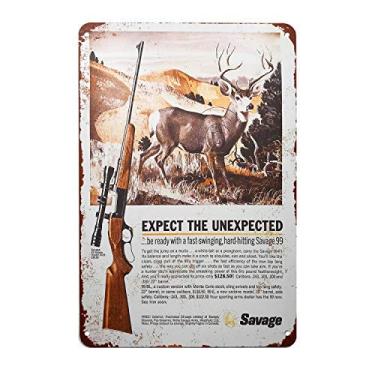 Imagem de Placa de metal 20,3 x 30,5 cm - Expect The Unexpected Savage 99 Rifle Firearm Tin Sign The Plaque (6608)