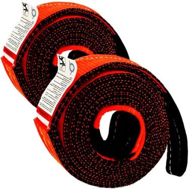 Imagem de ORANGEE® Pacote com 2 tiras de elevação 5 cm x 3 m estilingue de poliéster resistente / 2,3 kg gargantilha vertical 1,8 kg cesta/equipamento de elevação de reboque móvel feito para WSTDA-WS-1 Neon