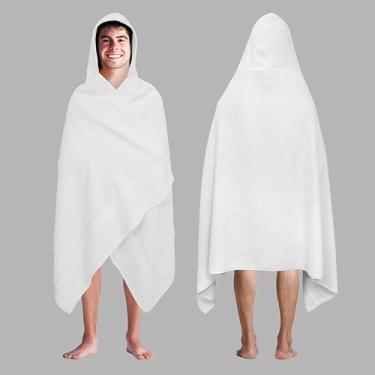 Imagem de COTTON CRAFT Toalha com capuz ultra macia – Toalha grande de 88 x 180 cm com capuz para adultos – 580 g/m2 100% algodão felpudo – envoltório de lençol de banho de praia para piscina – envoltório de