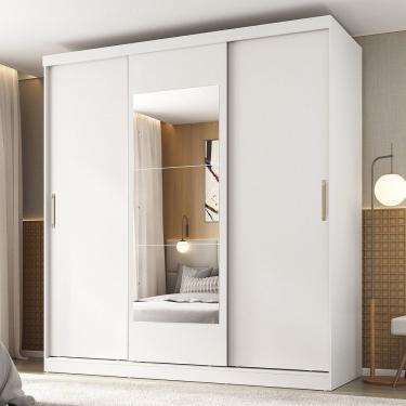Imagem de Guarda-roupa 3 Portas Com Espelho Araçá Cabecasa Madeiramadeira Branco