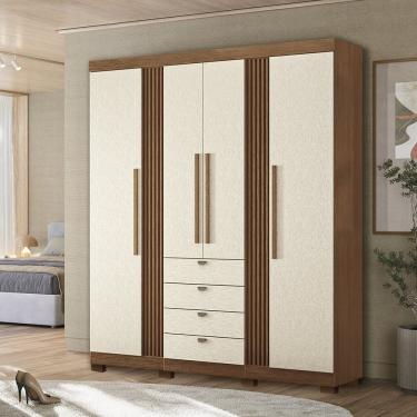 Imagem de Guarda-roupa 4 Portas 4 Gavetas Com Pés Mdp Aurora Jatobá/ Areia