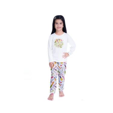 Imagem de Pijama inverno Kaka infantil ESMALTE II Frio Feminino Roupa De Dormir 