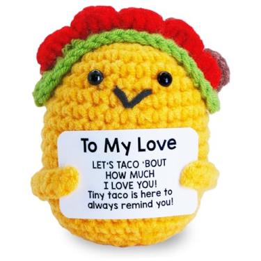 Imagem de Presentes de aniversário de tacos de crochê positivos para ela, presentes fofos feitos à mão, romântico, aniversário, Dia dos Namorados, Natal, Páscoa, para namorado, namorada, esposa, marido, apoio