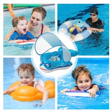 Imagem de Flutuador para Bebé,Flutuador Infantil Portátil e Amigo da Pele - Com Proteção UV em Forma Divertida de Tubarão para Brinquedos de Crianças para Uso Externo em Praia Natação e