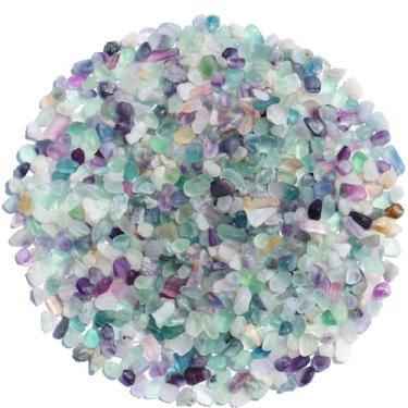 Imagem de QYGL Pedra de vidro marinho, seixos de cristal – volume de cristal de fluorita natural de 400 g, pedras preciosas decorativas para cascalho de tanque de peixes, enchimento de vasos, artesanato DIY