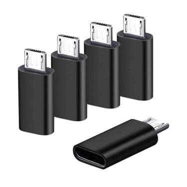 Imagem de POHFP USB C to Micro USB Adapter 5Pack, Type C Female to Micro USB Male Convert Connector Support Charge and Data Sync Compatible with Samsung Galaxy S7 S7 Edge, Nexus 5 6 and More Micro USB Devices