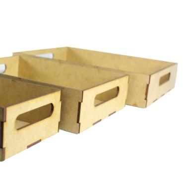 Imagem de  Kit 3 Caixas Médias MDF 20x15x5cm Prático Versátil - Deliquadros