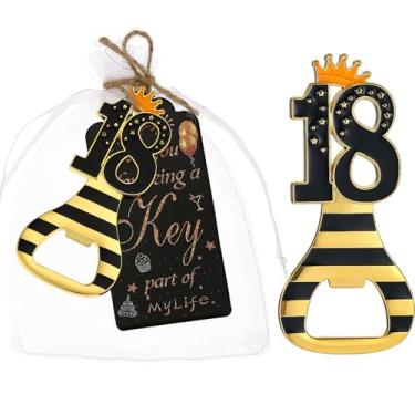 Imagem de 24 peças, chaveiro de ouro 18, abridor de garrafas, lembrancinhas de festa de 18 anos, 18 chaveiros, abridor de garrafa de cerveja, lembranças de aniversário, presentes de devolução para convidados