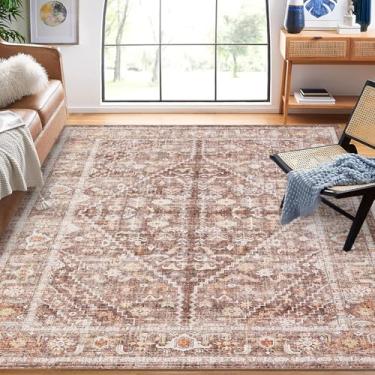 Imagem de Garvee Tapete de área de 25,5 x 30,5 cm, grande lavável, macio, com forro antiderrapante, resistente a manchas, tradicional, cobertura de piso oriental para quarto, sala de estar, casa, escritório,