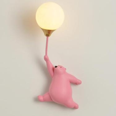 Imagem de Luz De Parede De Urso De Desenho Animado Balão Lâmpada De Parede Para Quarto Infantil Luminária De Parede De Montagem Na Parede De Fadas G9 Arandelas Com Fio Para Meninas Menin, Pink, left