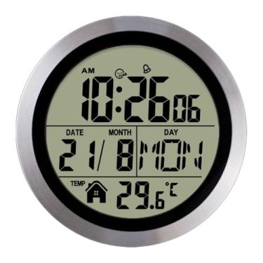 Imagem de IEUDNS Despertador digital de parede, alimentado por bateria, versátil, com função, mesa de cabeceira, relógio para cozinha, academia e sala de estar, Moldura de Alumínio