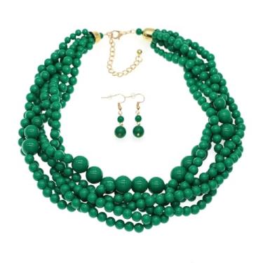 Imagem de JNF Colar gargantilha de pérolas para mulheres com pérolas falsas, conjunto de brincos, bijuterias, X-Large, Vidro, Não aplicável