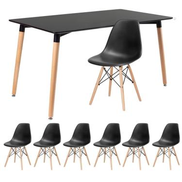 Imagem de KIT - Mesa retangular Eames 80 x 140 cm + 6 cadeiras DSW