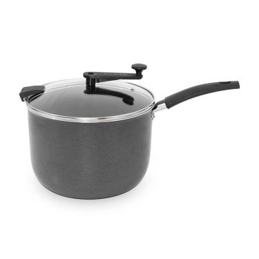 Imagem de Pipoqueira Multiflon 22cm 5,6L Antiaderente com Tampa de Vidro Cinza