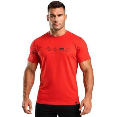 Imagem de Camiseta Esportiva Masculina Algodão Venum Icons Vermelho Original Jiu Jitsu Treino Academia-Unissex