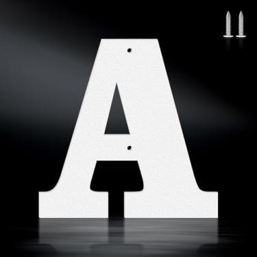 Imagem de Letras brancas à prova de ferrugem de 15 cm, números de endereço de metal resistente para casa, números 0-9 à prova de intempéries e letras de metal A-Z ao ar livre para porta, portão, caixa de