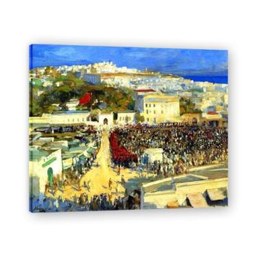 Imagem de Raising The National Flag John Lavery Iconic Realist Portrait & War Scene Canvas Art – Decoração de parede irlandesa atemporal para casa emoldurada 30 x 36 cm