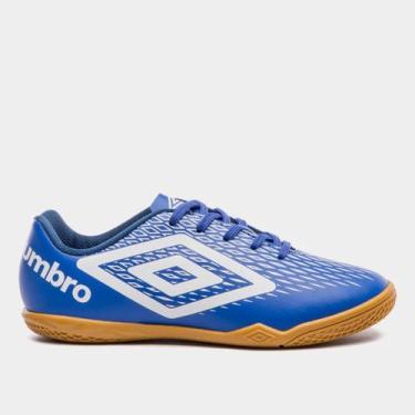 Imagem de Chuteira Futsal Infantil Umbro X-Diamond Unissex, Azul, Branco, 35