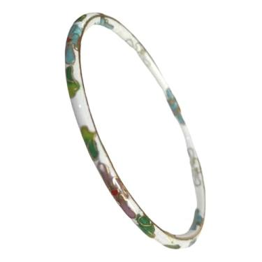 Imagem de Only My Live Home Pulseiras florais finas esmaltadas cloisonne coloridas feitas à mão para mulheres pulsos grandes, artesanato chinês ICH étnico vintage pulseira joias presentes, diameter 2.44 inch