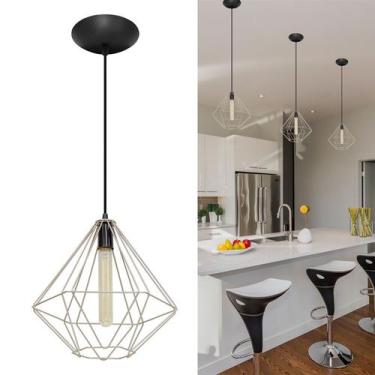 Imagem de Lustre Pendente Diamante Grande Cromado  Iluminação Decorativa, Ideal 