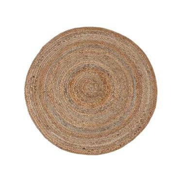 Imagem de Tapete Redondo Em Juta Para Decoração Rústico Elegante Sustentável Sala Quarto Escritório Ambientes Natural Durável Grande 150cm