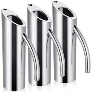 Imagem de Jingmore Pacote com 3 jarras de água de aço inoxidável de 1,587 g/1,6 L com protetor de gelo, jarro de metal moderno chanfrado para bebidas quentes e frias, recipiente de filtro de prata polido para