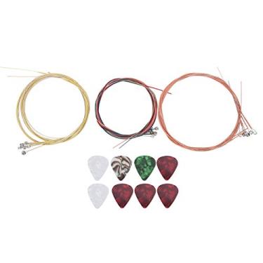 Imagem de QANYEGN 3 Defina a substituição de cordas de guitarra acústica, cordas de guitarra de aço com picaretas, kit de enrolador de cordas para artistas iniciantes de guitarra acústica el