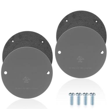 Imagem de Juexica 2 peças de capa de teto redonda à prova de intempéries 10 cm placa de cobertura de caixa elétrica placa de parede de metal em branco com parafusos e arruelas à prova d'água para ambientes