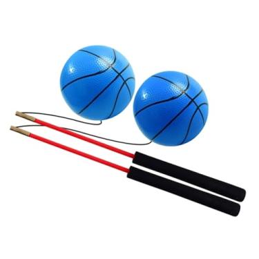 Imagem de Fenteer Bola de exercício, bolas de balanço, estica braços e ombros com haste, alças de espuma, jogo ao ar livre, arremesso de mão para adultos e crianças, Azul