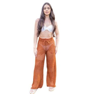 Imagem de Saída de Praia Feminina Calça Tricot Tamanho Único Verão 26 - Sem Marc
