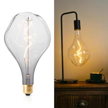 Imagem de OMED Lâmpada LED Edison grande 100 watts, lâmpada Edison transparente regulável 2700K amarelo suave 8W vintage grande com base E26 S165 lâmpada grande irregular exclusiva para pendente/teto e lâmpadas