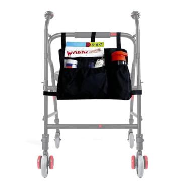 Imagem de Daorfaa Cesta Walker Bag com suporte de copo e armazenamento resistente à água – Bolsa organizadora ajustável para idosos, cadeiras de rodas, andadores e andadores dobráveis