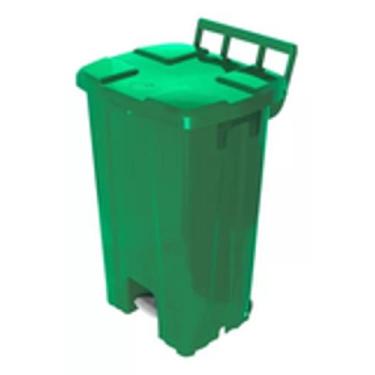 Imagem de Lixeira Quadrada Plastica De 100 Litros Com Roda E Pedal - JSN, Verde