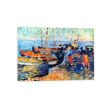 Imagem de Impressão em tela de paisagem, pintura famosa, arte de parede, barcos, pôster para decoração de sala de estar pronto para pendurar tela embrulhada 50x70cm20x27in