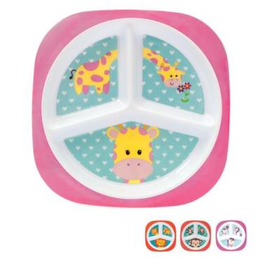 Imagem de Prato com 3 Divisórias Infantil Animal Fun Separação de Alimentos Buba