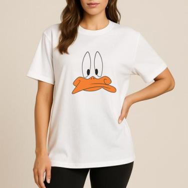 Imagem de Camiseta Feminina Oversize Patolino Branca 100% Algodão - Delite, M