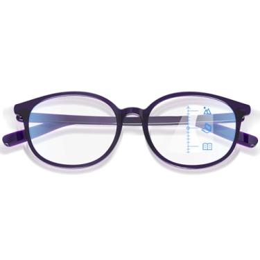Imagem de VISOONE Óculos de leitura TR90 anti-embaçamento Utralight progressivo multifocal moderno para mulheres leitoras, Roxo uva, S