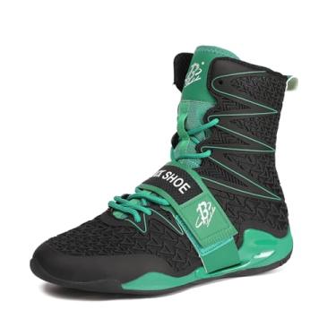 Imagem de B LUCK SHOE Tênis de boxe masculino de cano alto para academia, luta e treinamento esportivo LS308, Verde, 37