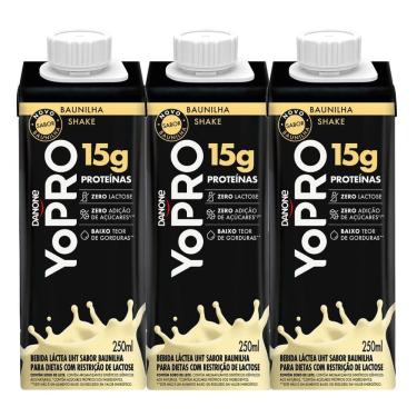 Imagem de Kit 3 YoPRO Bebida Láctea UHT Milkshake de Baunilha 15g de proteínas 250ml