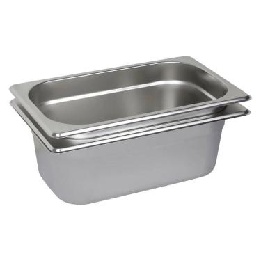 Imagem de 2 Cubas Gastronômica Buffet GN 1/4 100mm Aço Inox Sem Alça